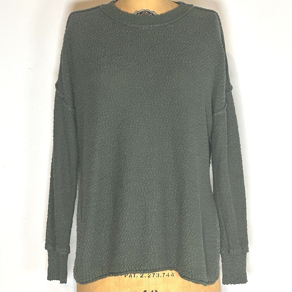 Aerie Dark Green Textured Knit Sweater Women’s Small Oversized Drop Shoulder